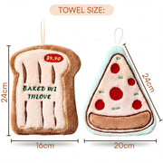 Pizza Bread Shaped Hanging Towels Set of 2 (Pizza/Bread)