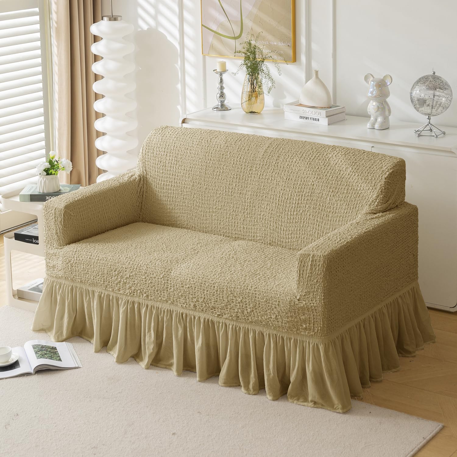 Universal Italian Pattern Sofa Slipcover- Khaki