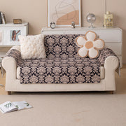 Quilted Printed Sofa Cover for Indian Sofa Set – Washable (Black Motif)