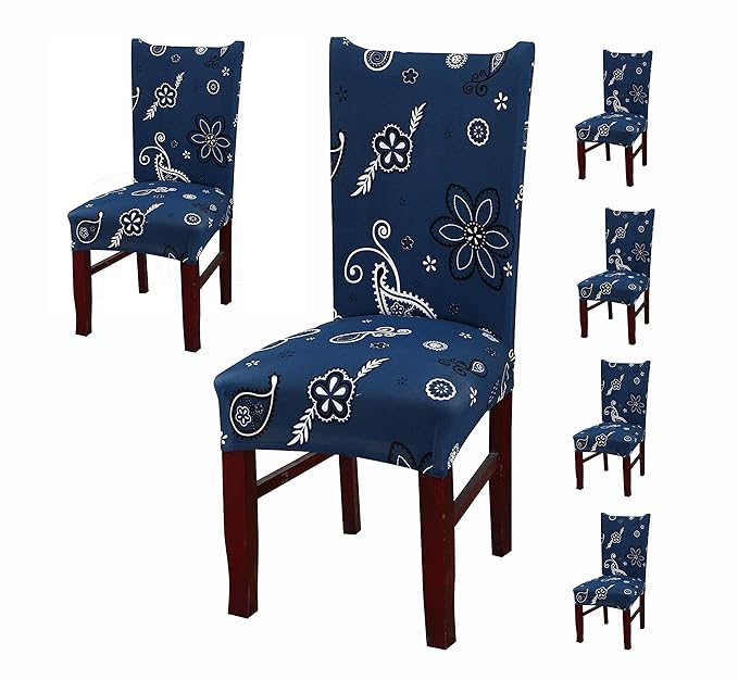 Polyester Elastic Stretch Removable Washable (Dark Blue Paisley)