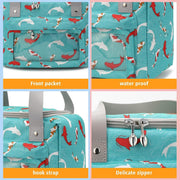 Women Lunch Bag for School Picnic Office Outdoor Gym (Green Dolphin)