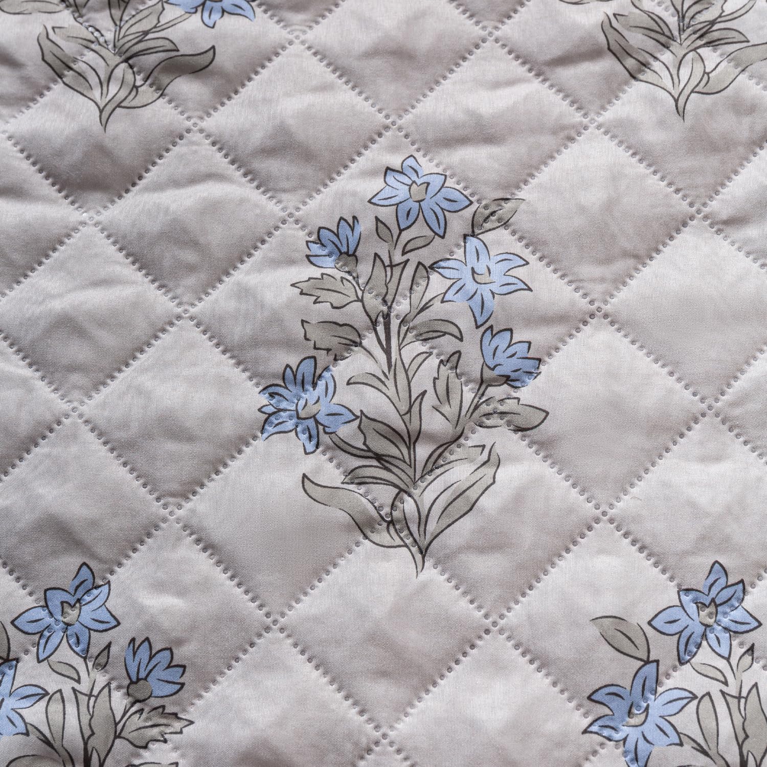 Mughal Series Anti-Slip Sofa Cover Mat with Pocket – Polyester Couch Protector(Beige Wildflower)