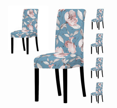 Elastic Chair Cover (Teal Blue Flower)