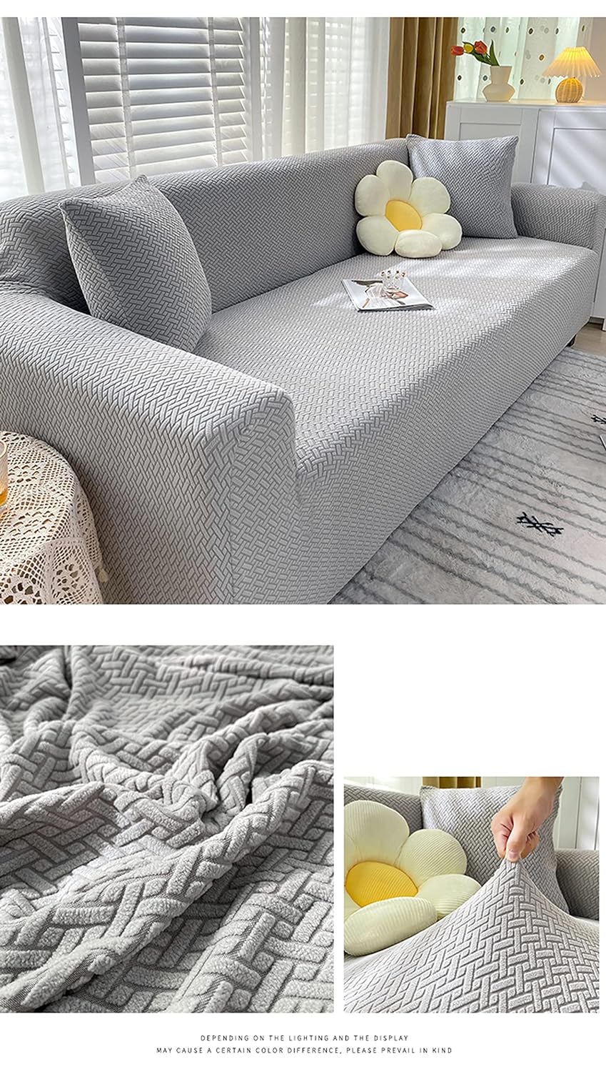 Universal Fleece Fabric Sofa Cover (Ligh Grey)