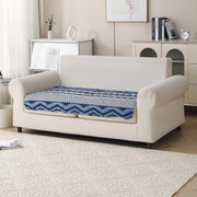 'Aura Petal Series' Quilted Sofa Mat Printed – Anti Slip (Boho Navy)