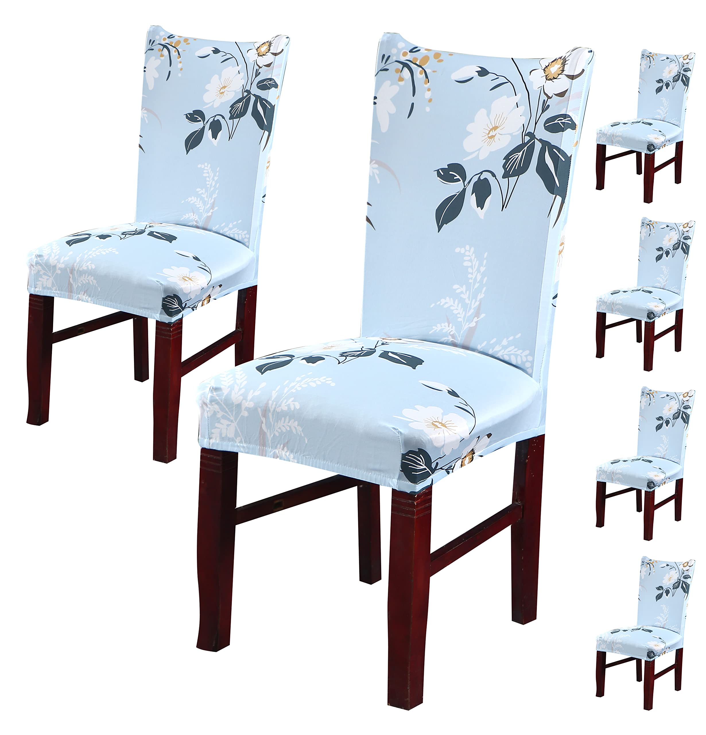 Elastic Chair Cover (SkyBlue Big White)