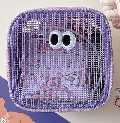 Cute Eye Mesh Cosmetic Bags-Purple