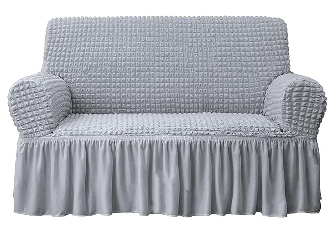 Turkish Bubble Frill 280 GSM Sofa Slipcovers (Smoke)