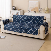 Quilted Printed Sofa Cover for Indian Sofa Set – Washable (Blue Diamond)