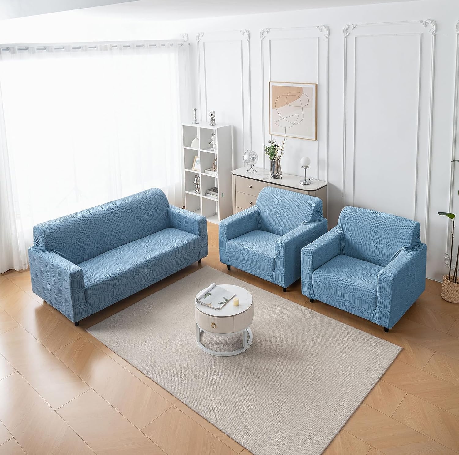 Jacquard 220 GSM Stretchable Sofa Cover (3+1+1)