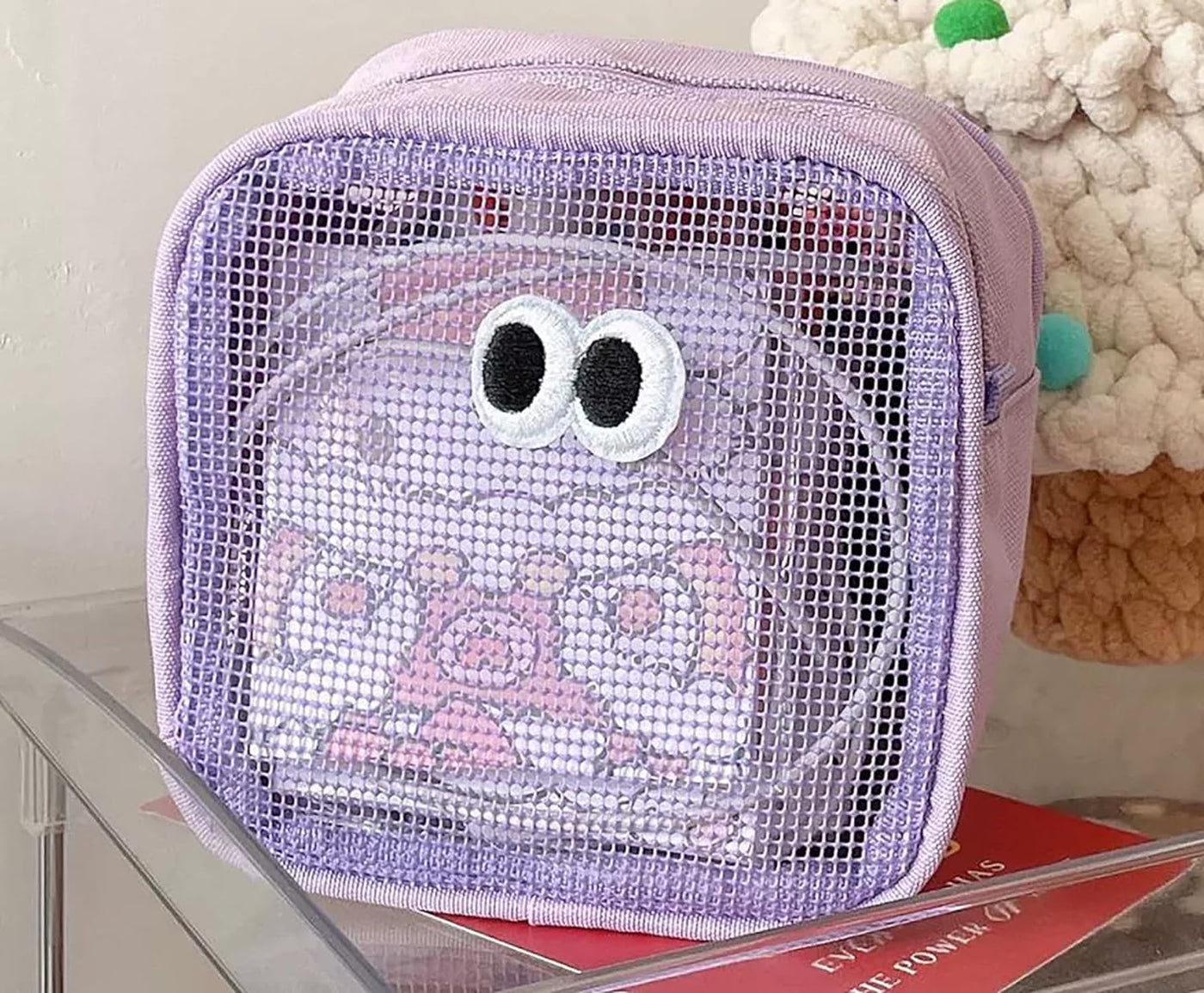 Cute Eye Mesh Cosmetic Bags-Purple