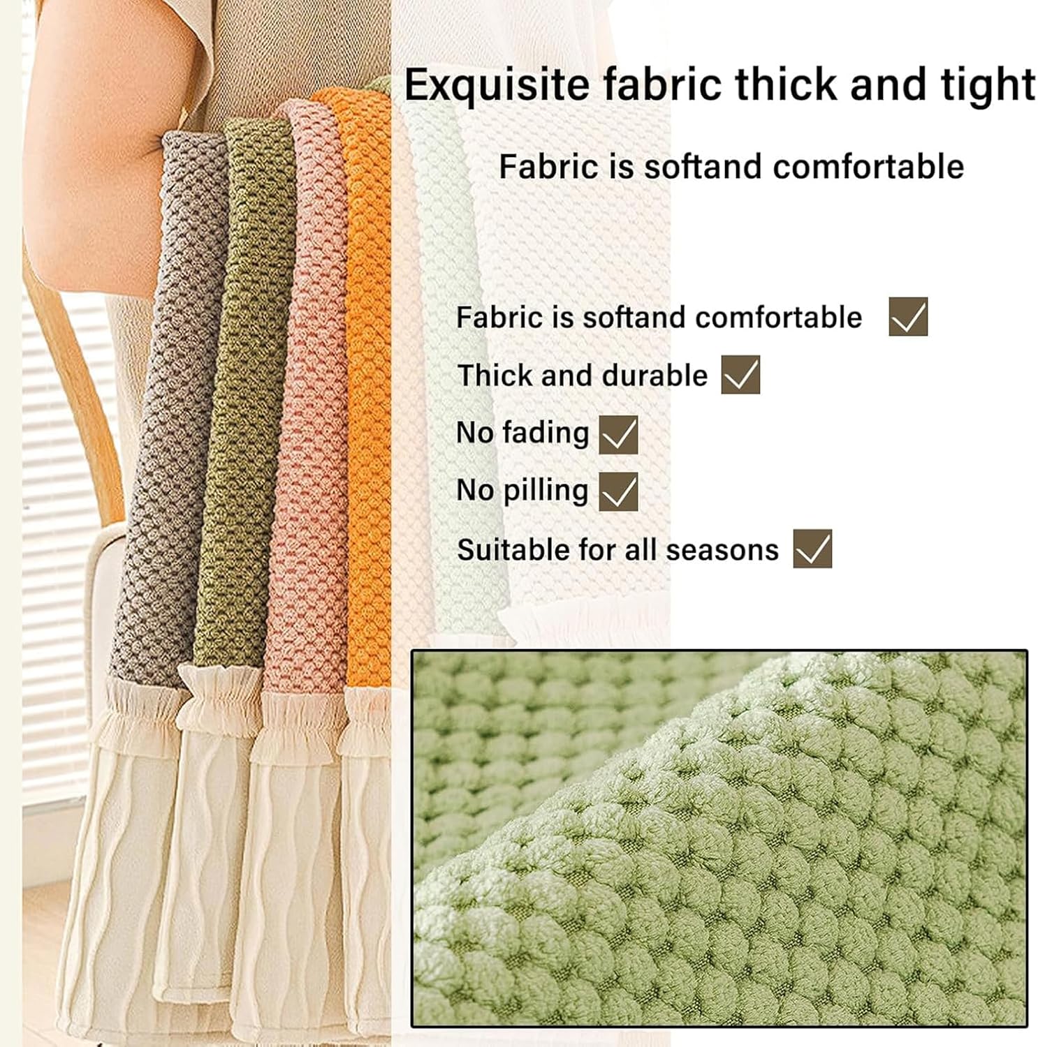 Corduroy French Style Sofa Cover Set – 3 Pcs (2pc Armrest Covers 50x70cm + 1pc Seat Cover) Peach