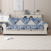 'Aura Petal Series' Quilted Sofa Mat Printed – Anti Slip (Hexa Blue)