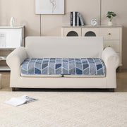 'Aura Petal Series' Quilted Sofa Mat Printed – Anti Slip (Hexa Blue)