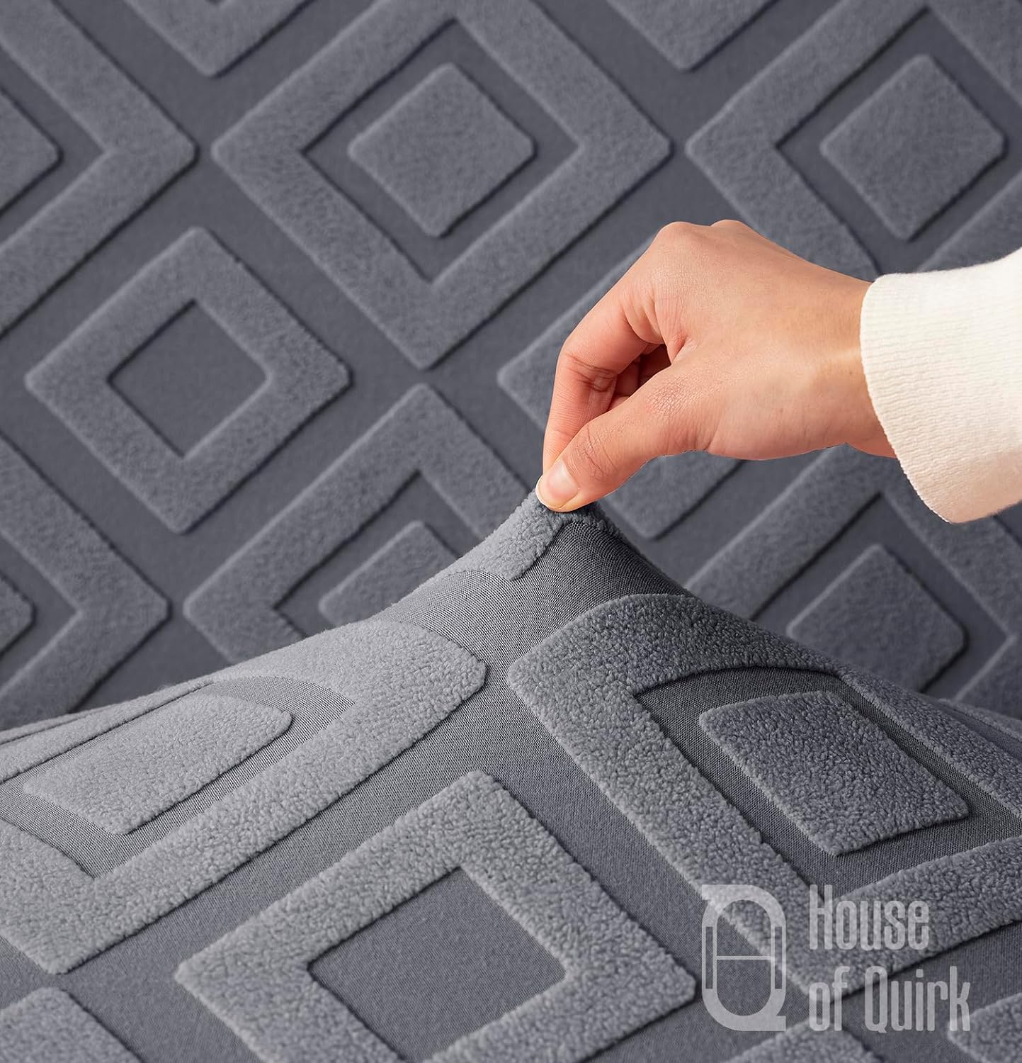 Jacquard Fabric Diamond Texture Sofa Cover 220 GSM (Charcoal)