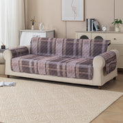 Gulnaar Series Anti-Slip Sofa Cover Mat with Pocket – Polyester Couch Protector(Warm Checks)