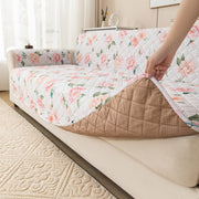 Gulnaar Series Anti-Slip Sofa Cover Mat with Pocket – Polyester Couch Protector(Rose Bloom)