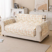 Quilted Printed Sofa Cover for Indian Sofa Set – Washable (Beige Tulip)