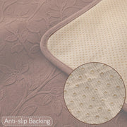 Rabbit Plush Sofa Mat Floral Design - Mocha