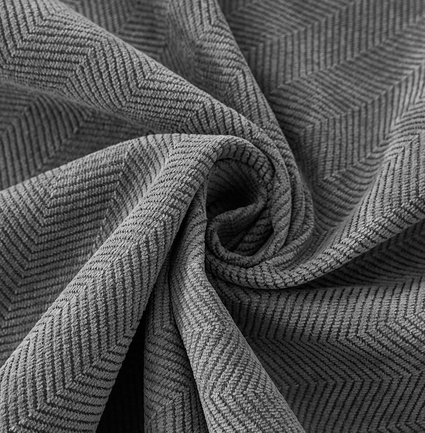 Herringbone Chenille Sofa Cover Set – 3 Pcs (2pc Armrest Covers 50x70cm + 1pc Seat Cover) Grey