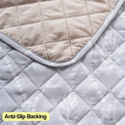 Printed Quilted Sofa Cover for 1/2/3/4 Seater Anti-Slip- Grey Canvas