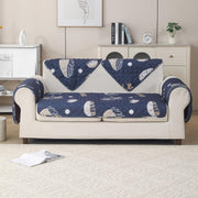 'Aura Petal Series' Quilted Sofa Mat Printed – Anti Slip (Paisley Charcoal)