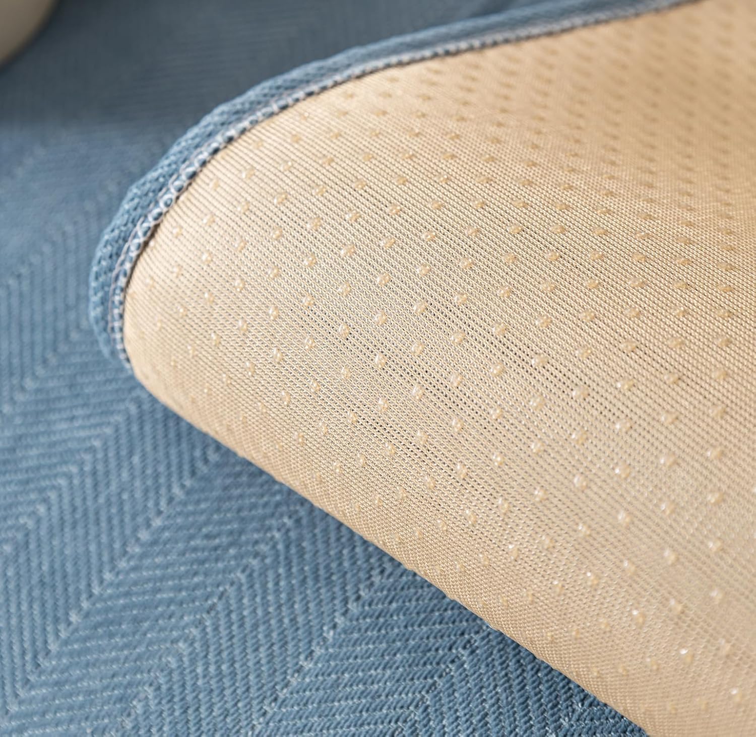 Sofa Covers Herringbone Chenille Fabric 1/2/3/4 Seater Sofa (Blue)