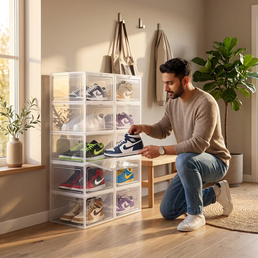 Shoe Storage Organizer Boxes White
