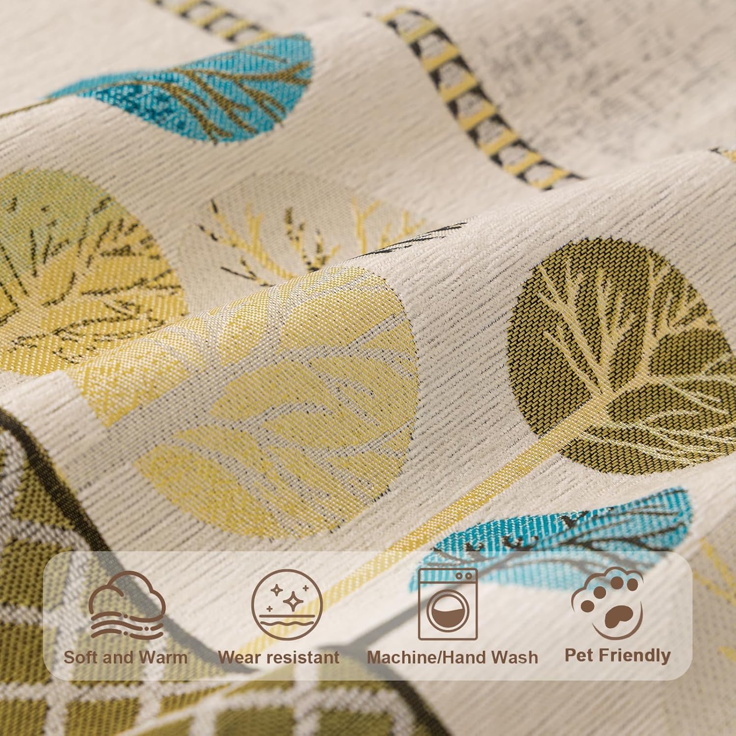Moontree Series Chenille Jacquard Couch Cover – Quilted Non-Slip Washable Sofa Slipcover (Cream)