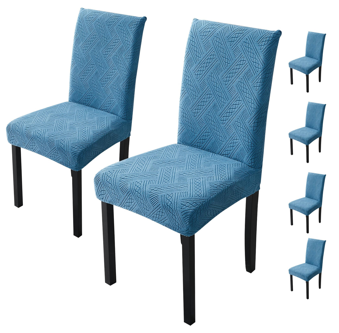 Elastic Jacquard Chair Cover (Pattern Blue)