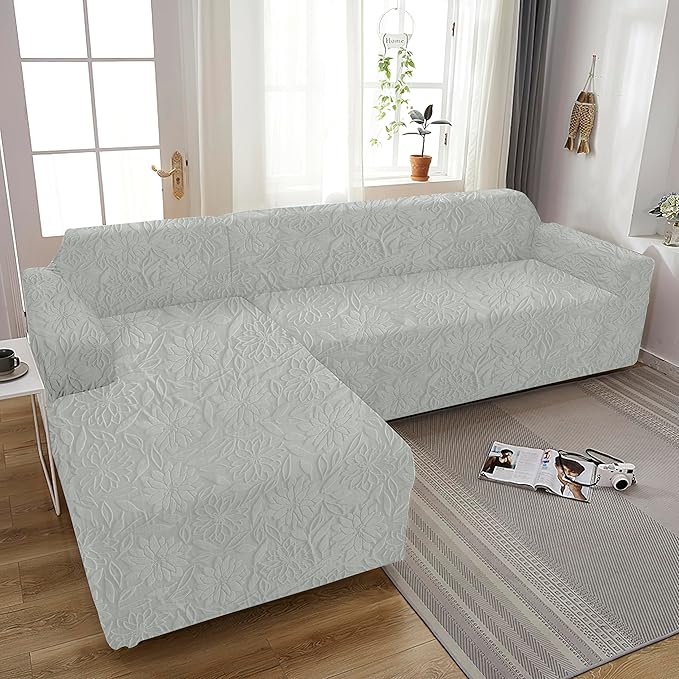Universal Jacquard Sofa Slipcover (Three Seater, Light Grey)