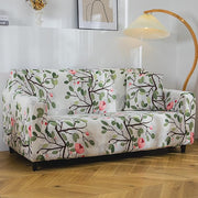 Polyester Spandex Printed Sofa Cover (Leaf Pink Flower)