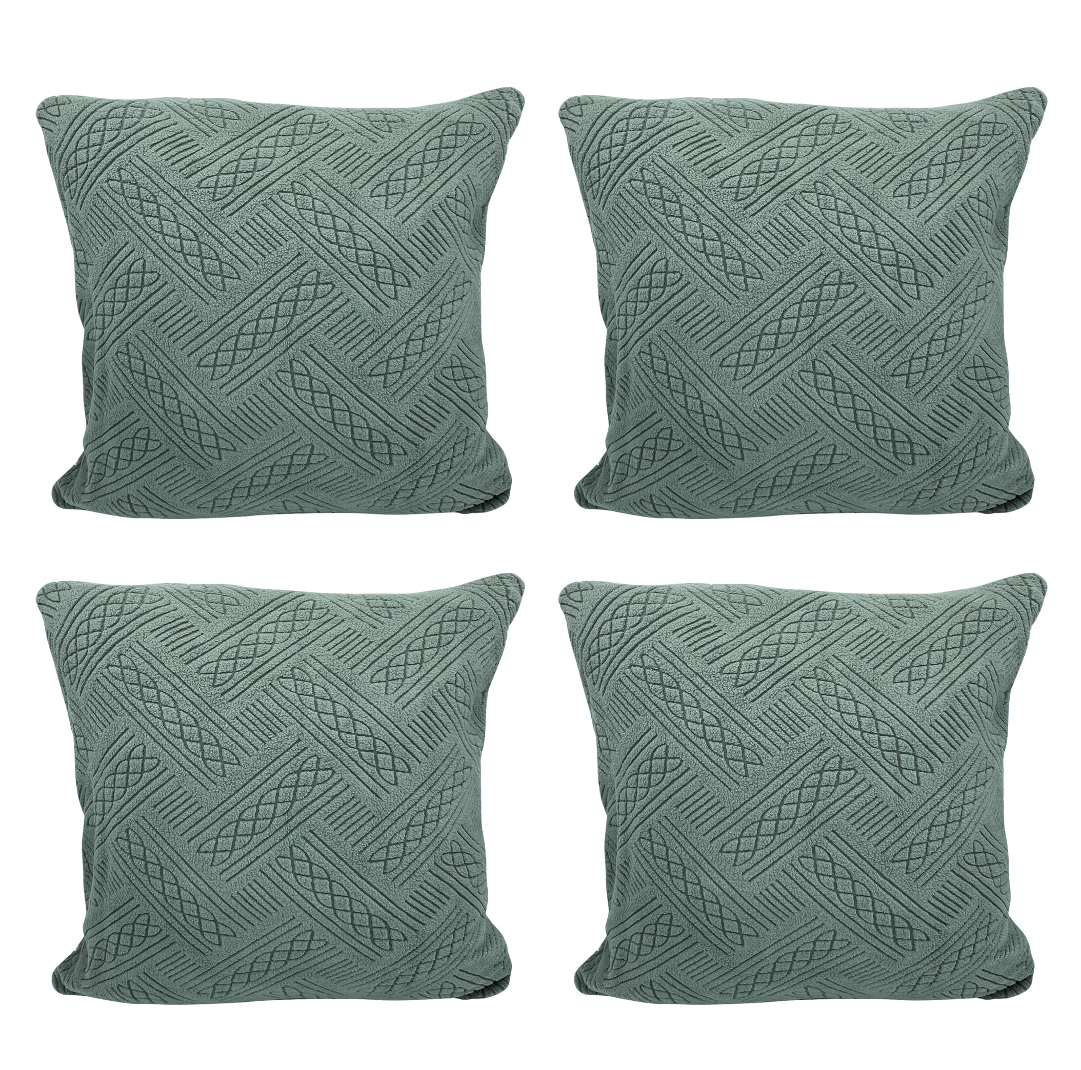 Jacquard Fabric Cushion Cover With Zipper (Green, 45 x 45 cm)