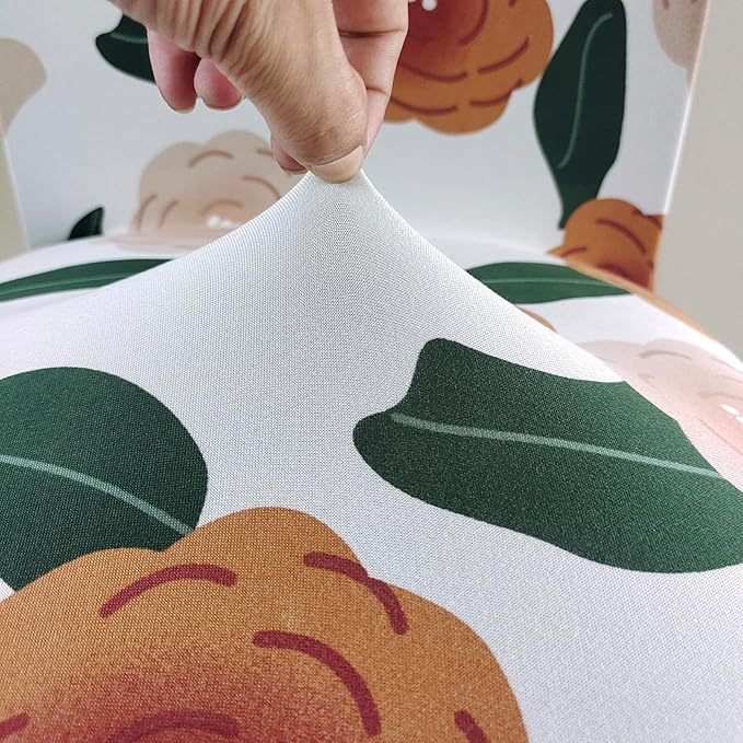 Elastic Chair Cover (White/Brown Flower)