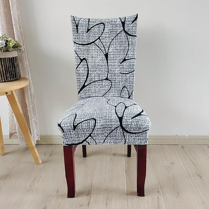 Elastic Chair Cover Stretch Removable Washable (Grey Bloom)