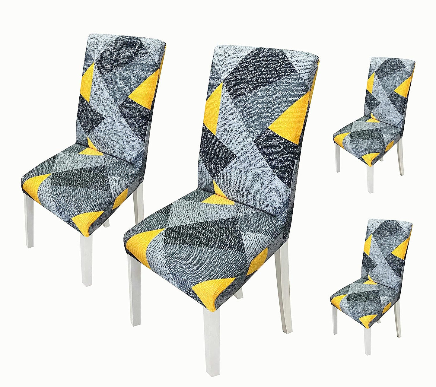 Printed Chair Cover(Beige Grey/Yellow Gems