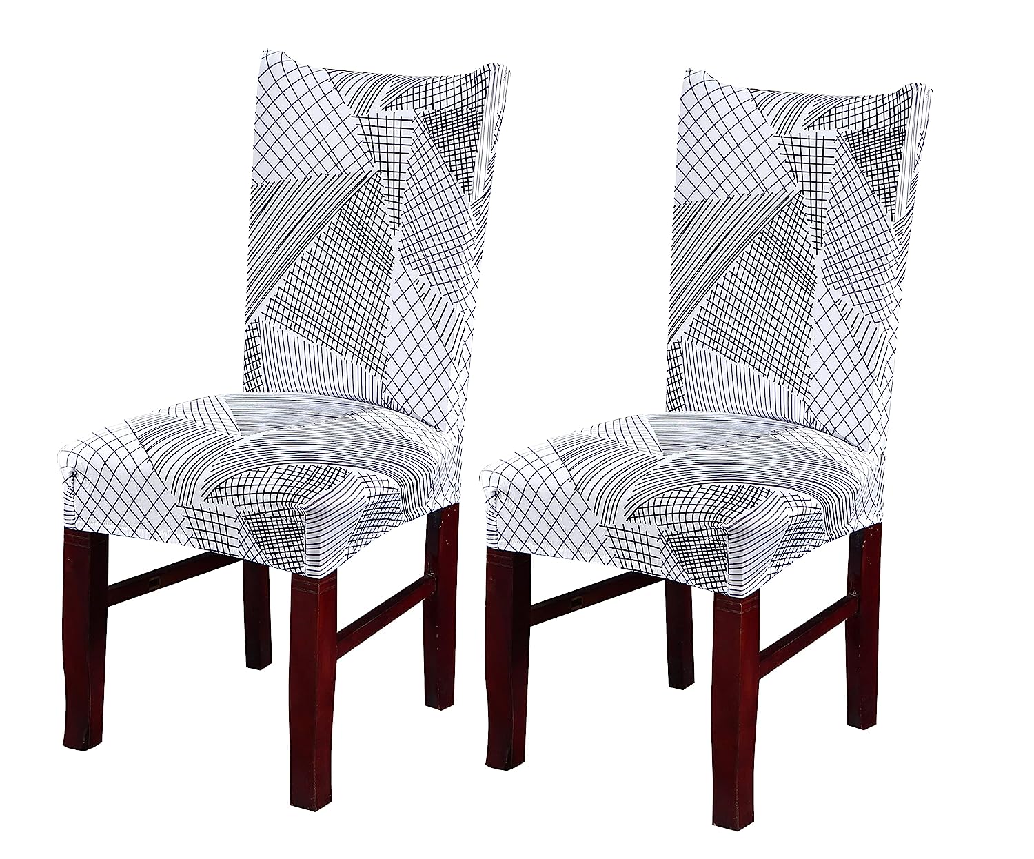 Printed Chair Cover(White Geometric)