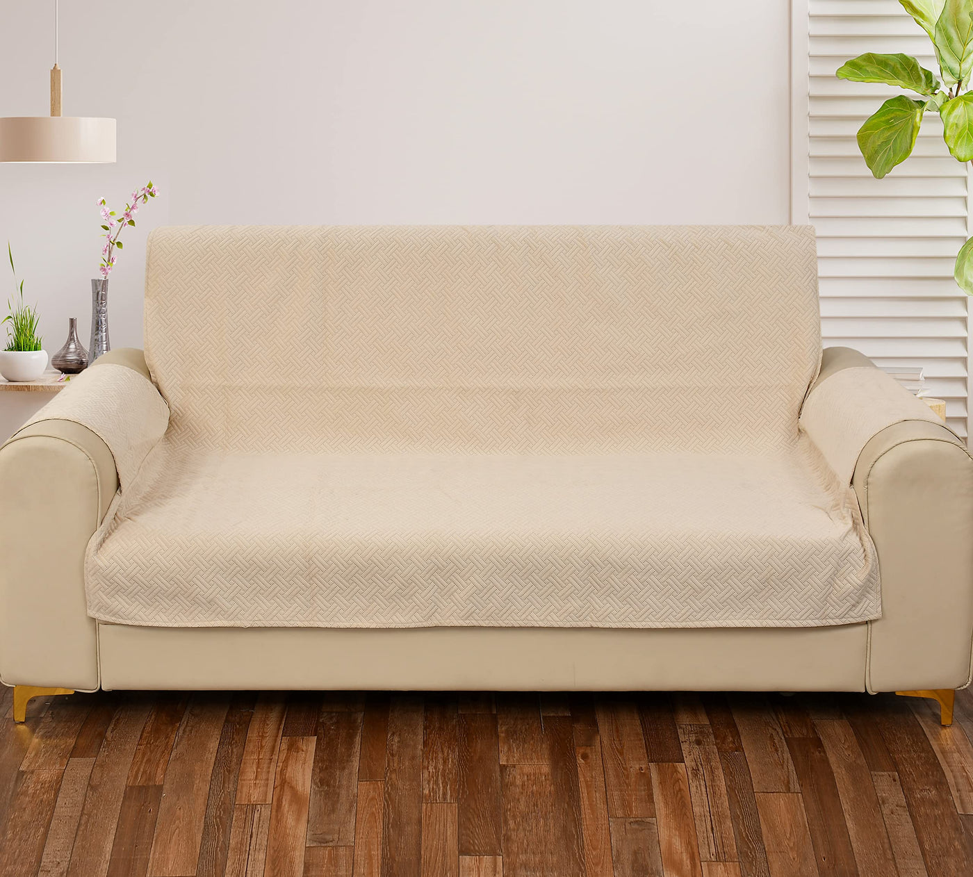 Ultra-Soft Velvet Couch Cover-Off White