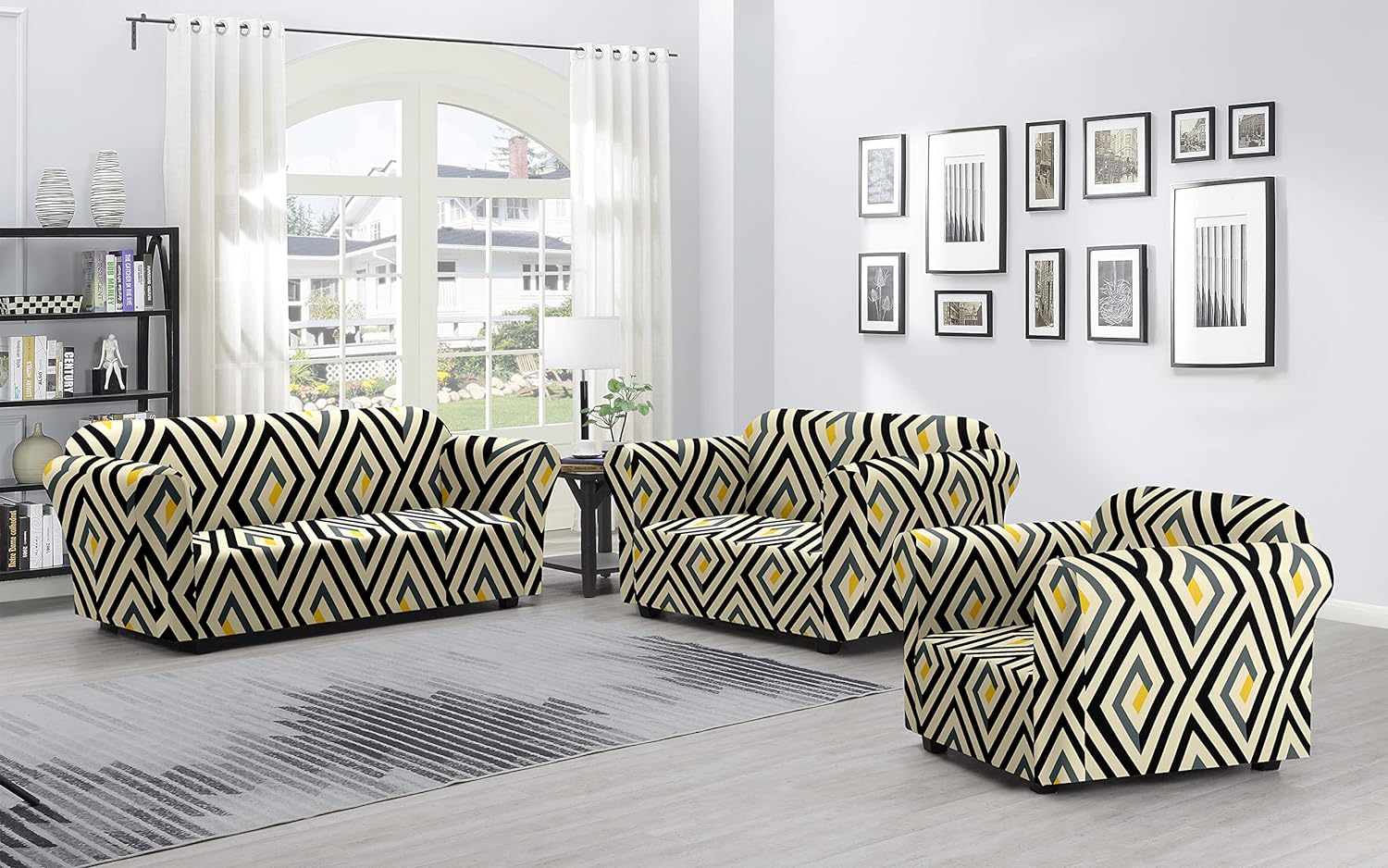 Universal Stretchable Sofa Cover-White Black Trippy