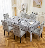 Dining Table Cover Chair Cover waterproof (1 Table Cover + 6 Chair Cover)