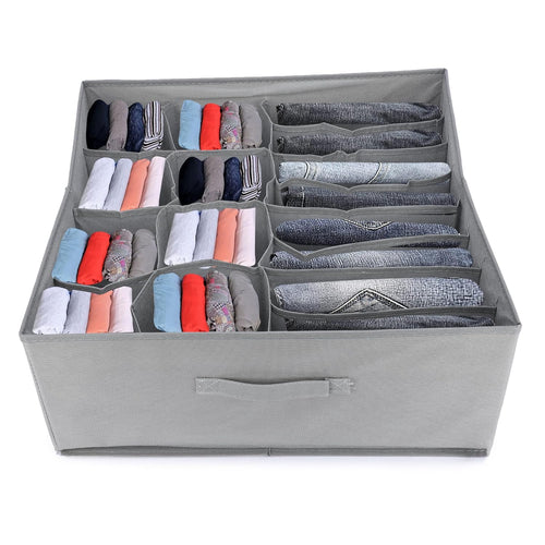 16 Cells Foldable Storage Box Drawer Divider Organizer (Grey)