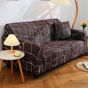 Polyester Spandex Printed Sofa Cover (Stone Grey)