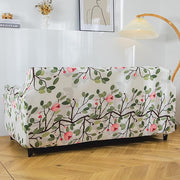 Polyester Spandex Printed Sofa Cover (Leaf Pink Flower)