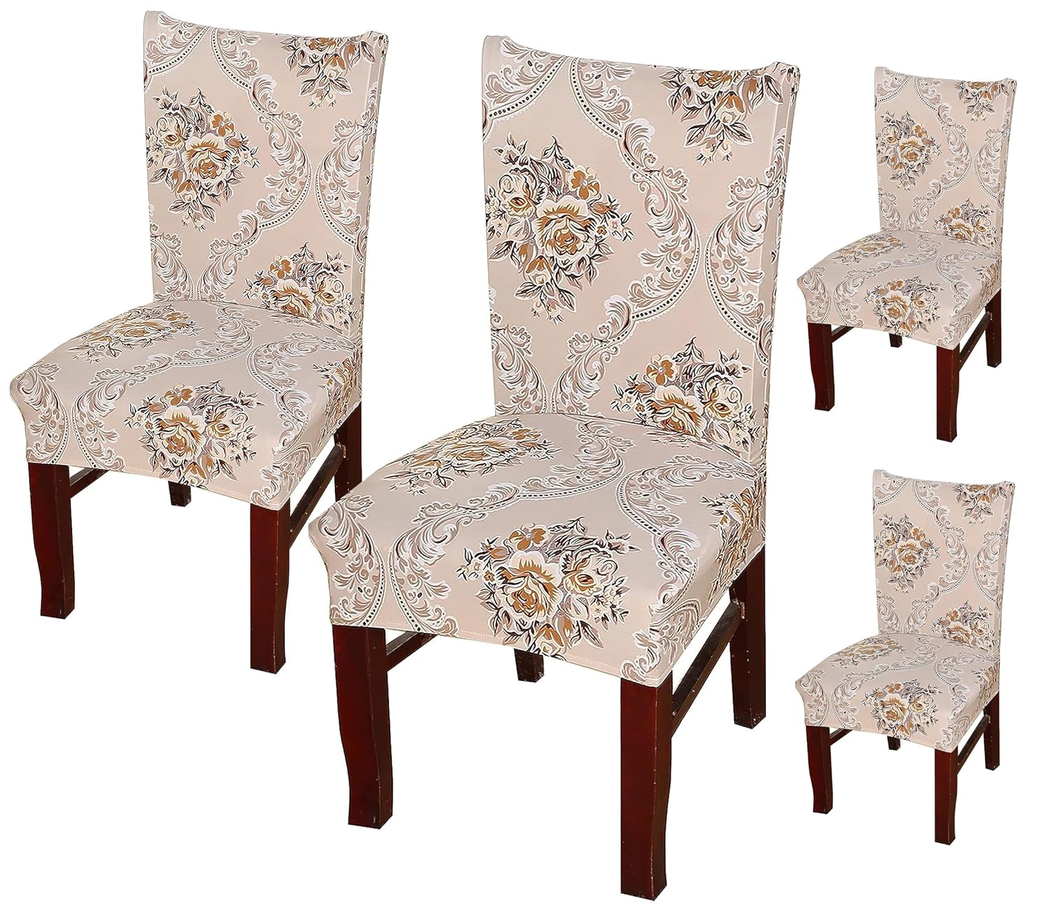 Printed Elastic Chair Cover (Beige Iris)