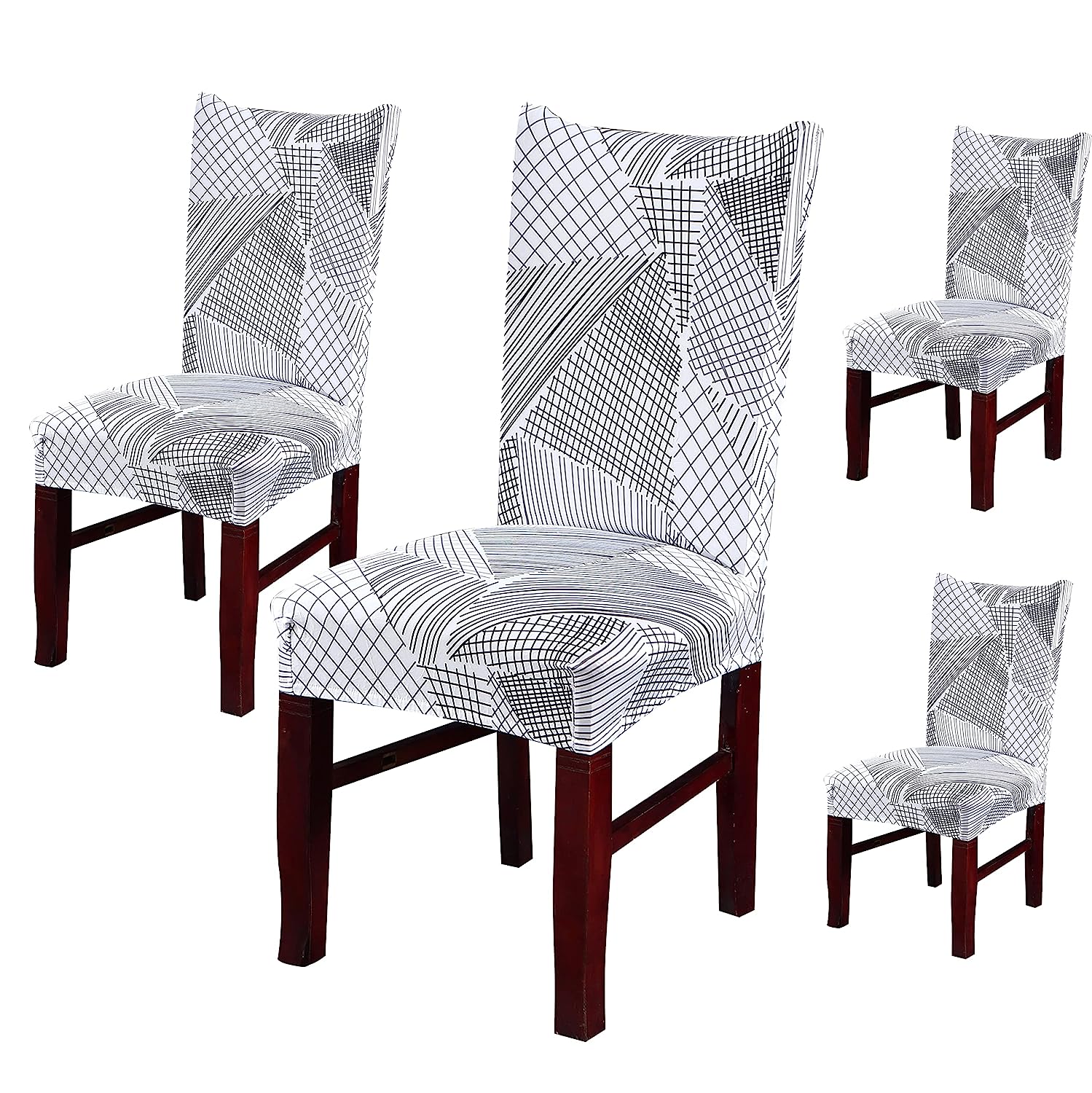 Printed Chair Cover(White Geometric)