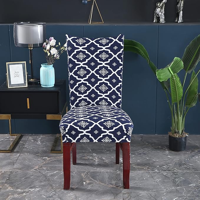 Polyester Elastic Chair Cover (Jaipur Blue)