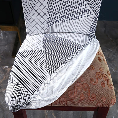 Printed Chair Cover(White Geometric)