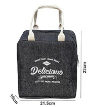 Insulated Reusable Jeans Lunch Bag Tote Bag (Jeans Dark Blue), 3 Liters