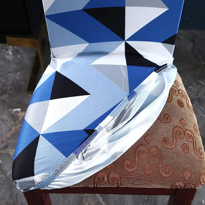 Printed Chair Cover -(Blue Obtuse Triangle)