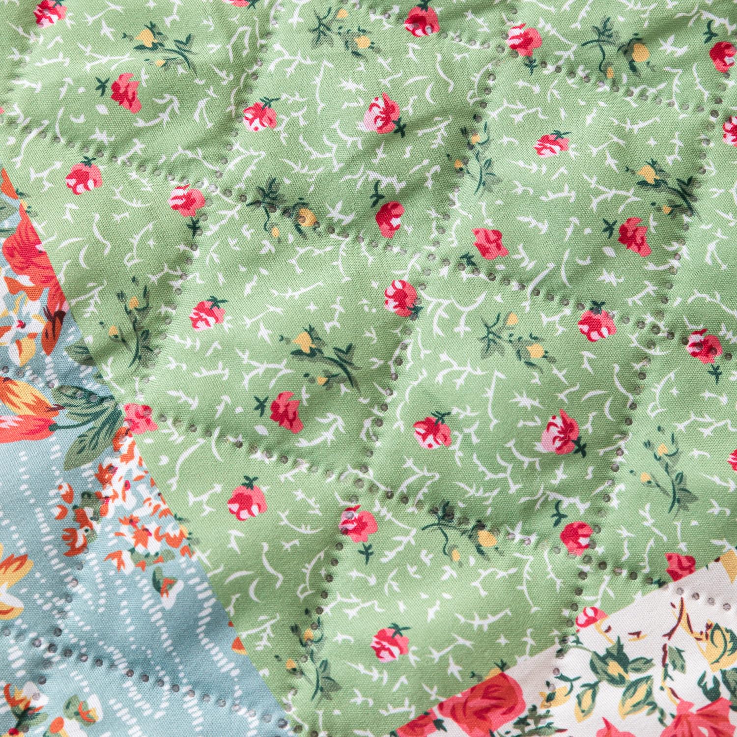 'Aura Petal Series' Quilted Sofa Mat Printed – Anti Slip (Flora Jade)